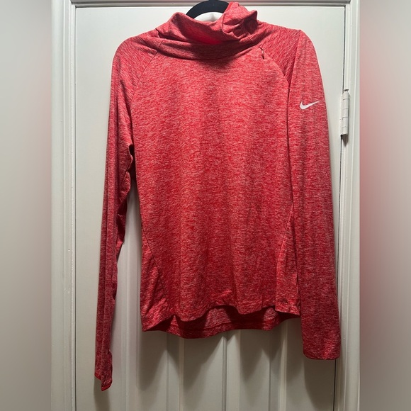 Nike Women's Red Heathered Long Sleeve Dri Fit Running Shirt Size Large - Picture 1 of 6